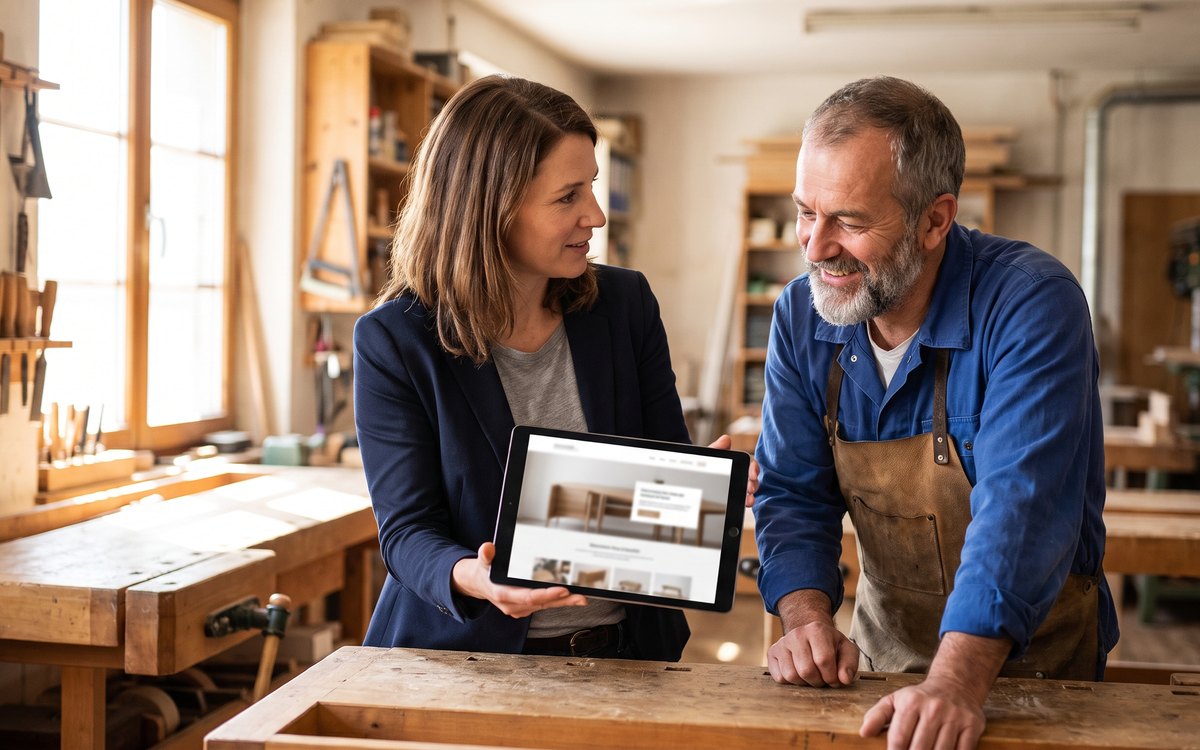 Eine Webseite wird auf dem Tablet gezeigt