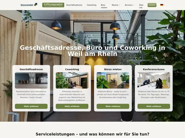 Startseite von bizzcenter Weil am Rhein, gebaut von honeyflow