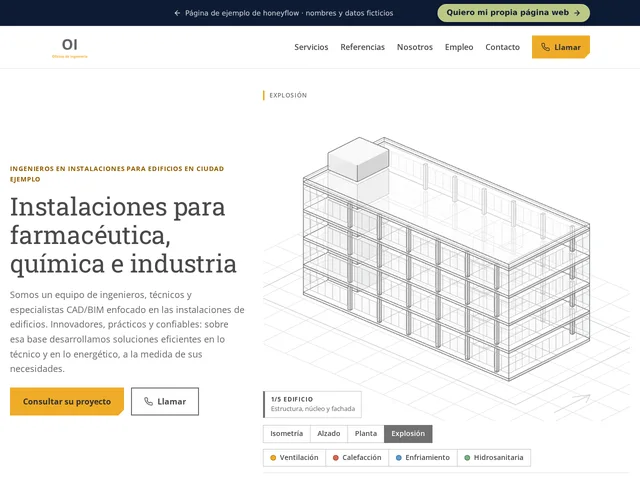 Página de inicio de Oficina de Ingeniería, creada por honeyflow