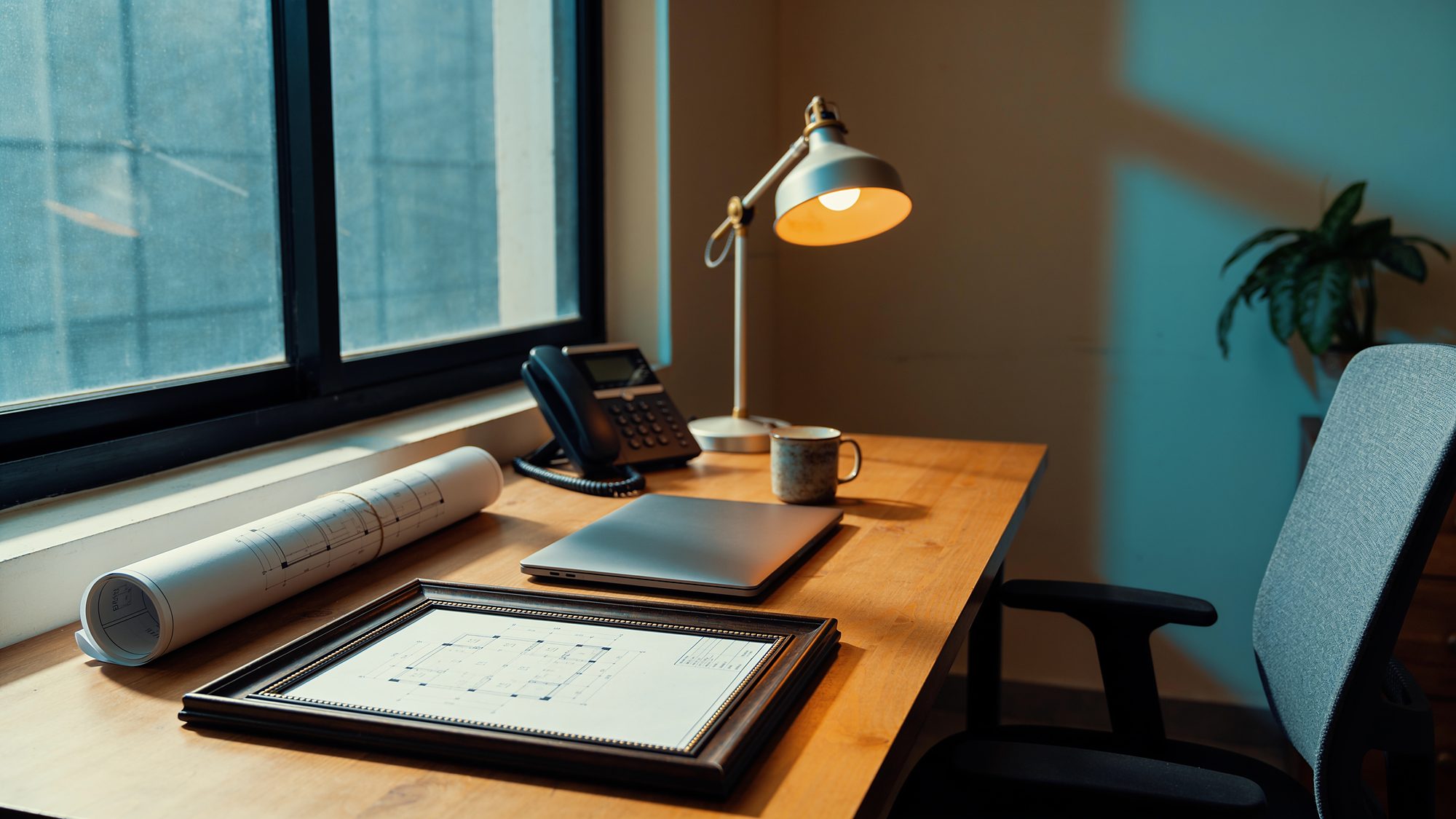 Arbeitsplatz im Büro von Elektro Mustermann