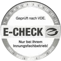 Prüfzeichen E-Check, geprüft nach VDE